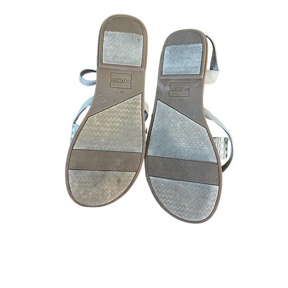 Toms Lexie Sandals Tan Embroidered With‎ Ankle Strap Sz 7 - Picture 2 of 4